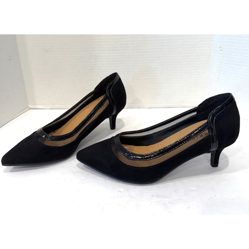 Torrid Pointed Toe Black Wide Width Patent Trim Low Heel Pumps 7 Wide